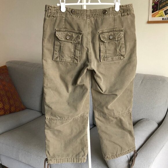 Zara Love Trf XX Cargo Khaki Green Capri Drawstring Jean 100% Cotton Women Sz 4 - Picture 2 of 16